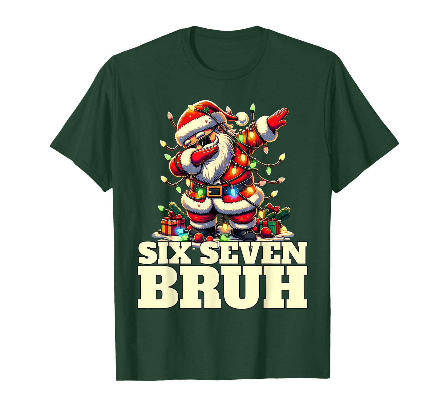 Funny Six Seven Christmas 6-7 Meme Santa 6 7 Six Seven Bruh T-Shirt