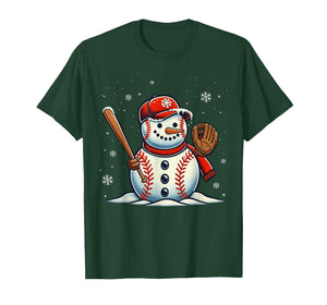 Christmas Baseball Snowman Boys Baseball Christmas Women Men T-Shirt
