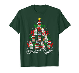 Preppy Silent Night Christmas Coquette Bow Nurse Girl Women T-Shirt