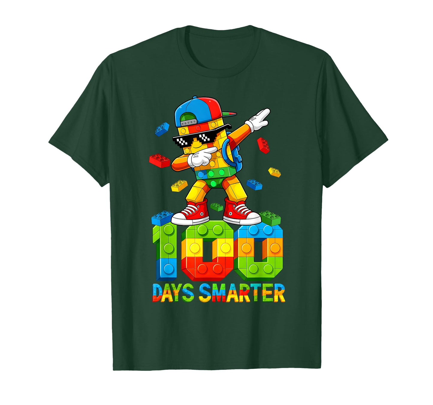 Dab Blocks Bricks Building 100 Days of School Smarter Boys T-Shirt