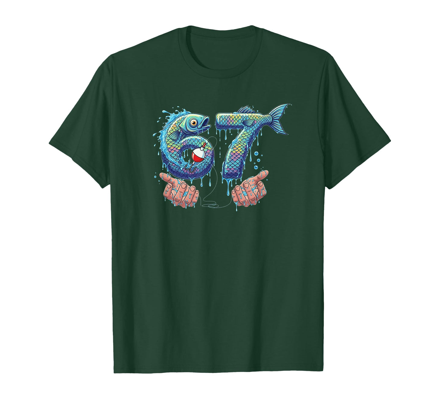 Fishing 67 Six Seven Funny Gen Alpha Meme Drip T-Shirt