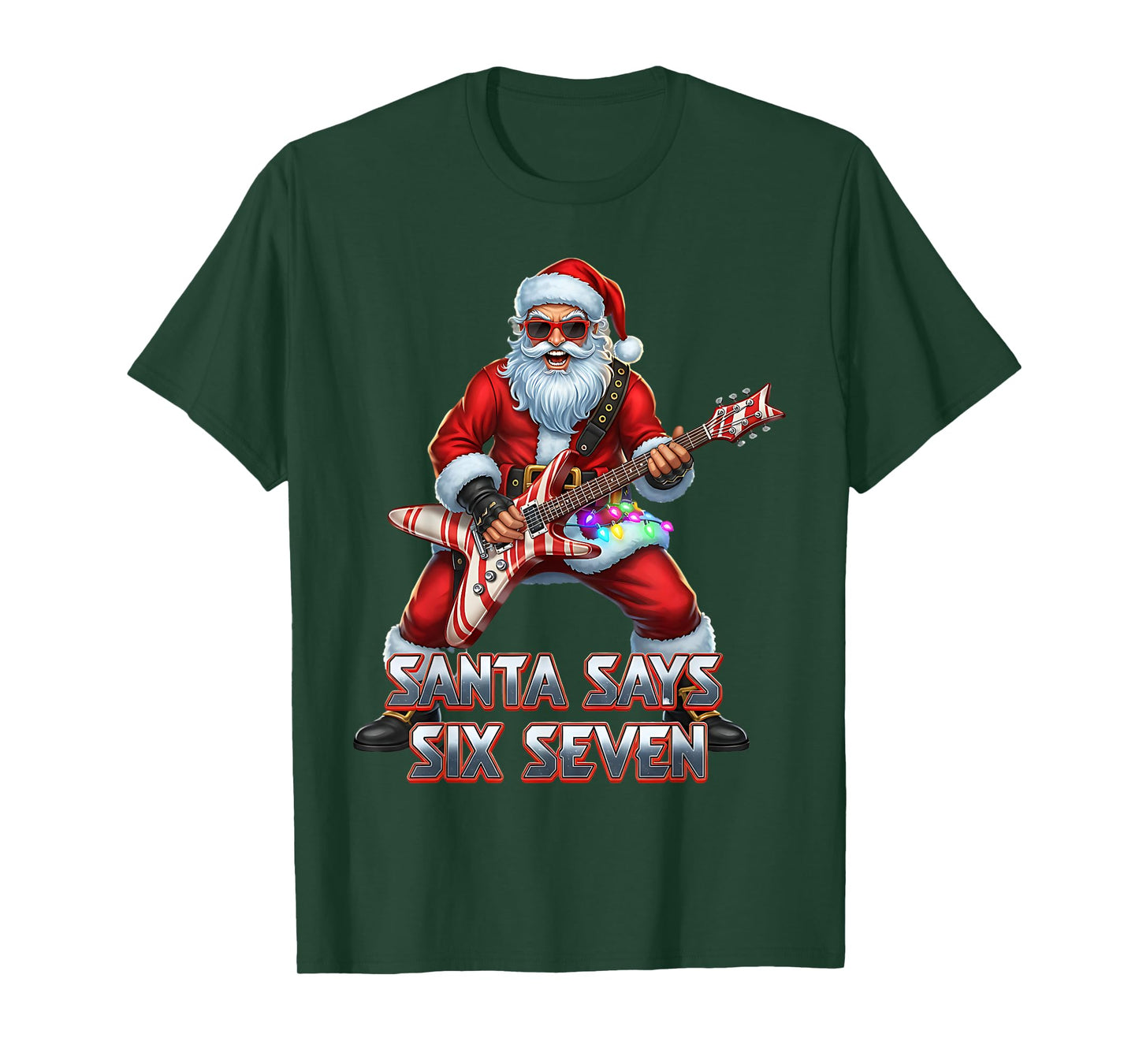 Funny Six Seven Christmas 6-7 Meme Santa 6 7 Santa Says 67 T-Shirt