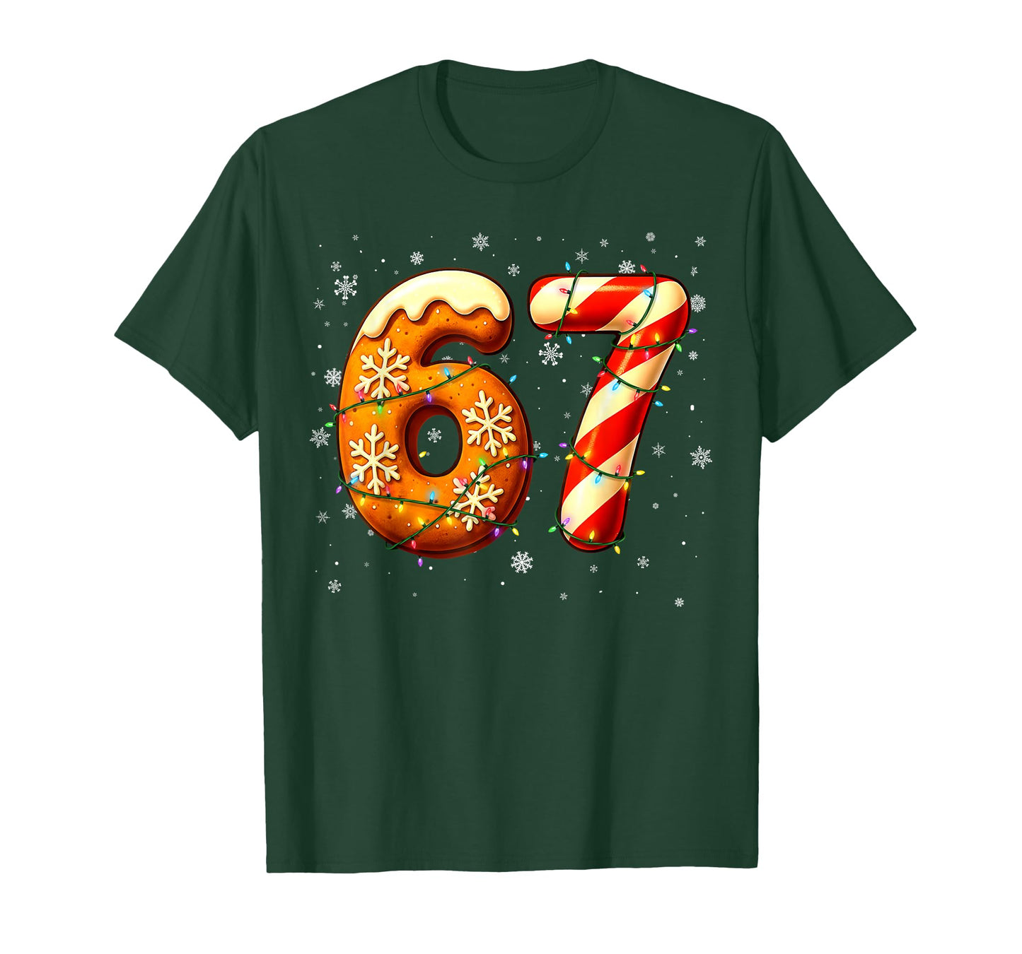 67 Six Seven 6-7 Gingerbread Candy Cane Christmas Kids Meme T-Shirt