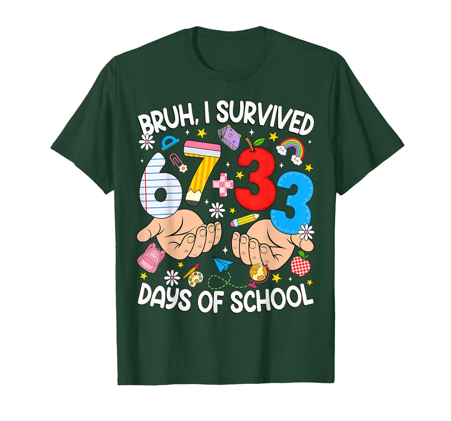 Bruh I Survived 67 33 Days of School Six Seven Teachers Kids T-Shirt