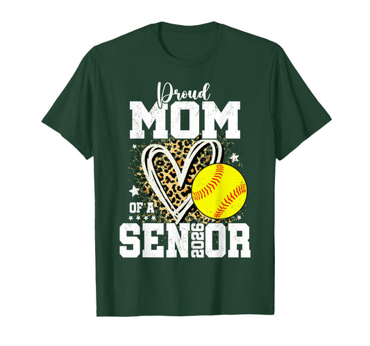 Proud Mom of A 2026 Senior Softball Graduation Leopard T-Shirt