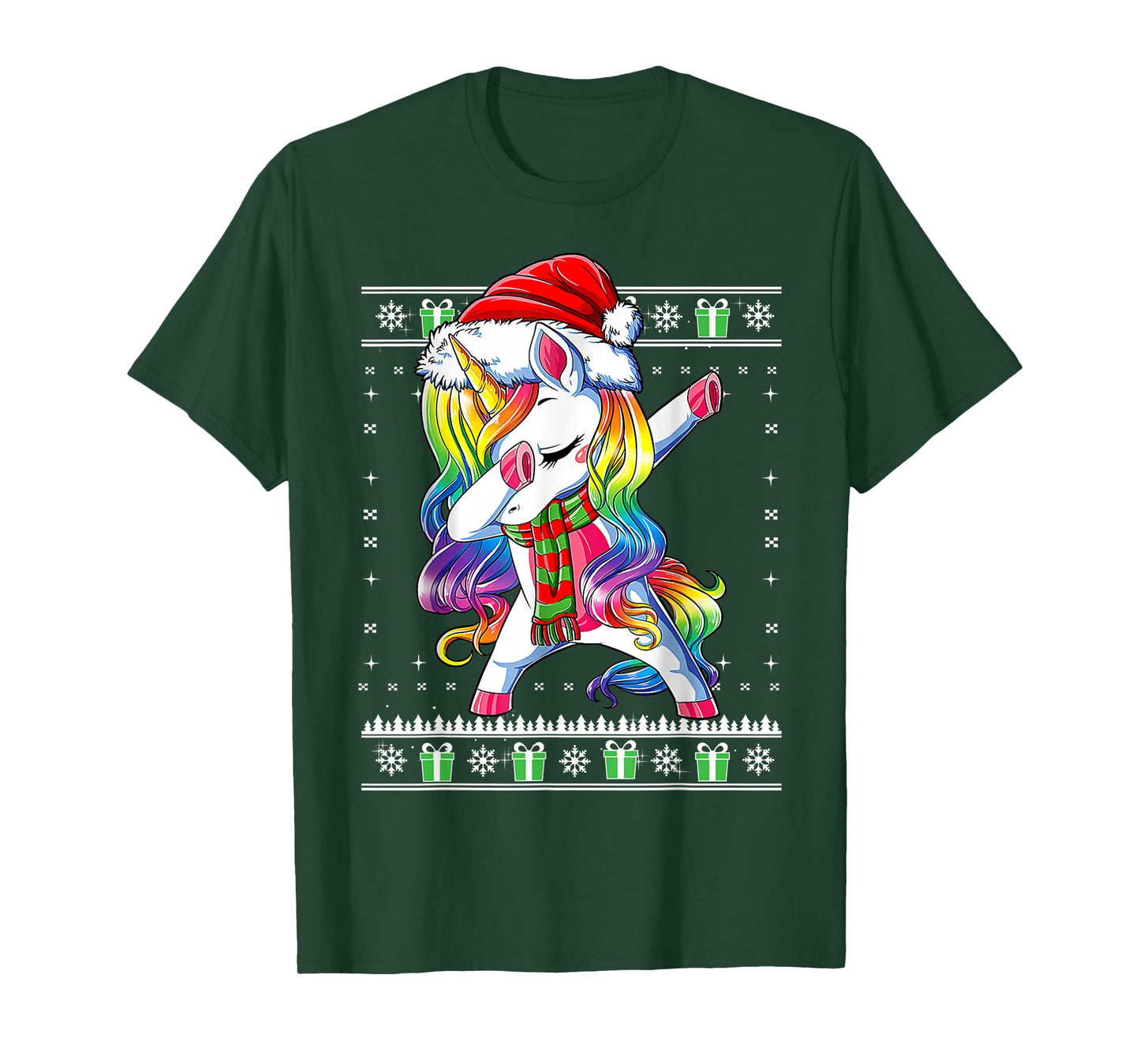 Dabbing Unicorn Santa Sweater Christmas Ugly Kids Girls T-Shirt
