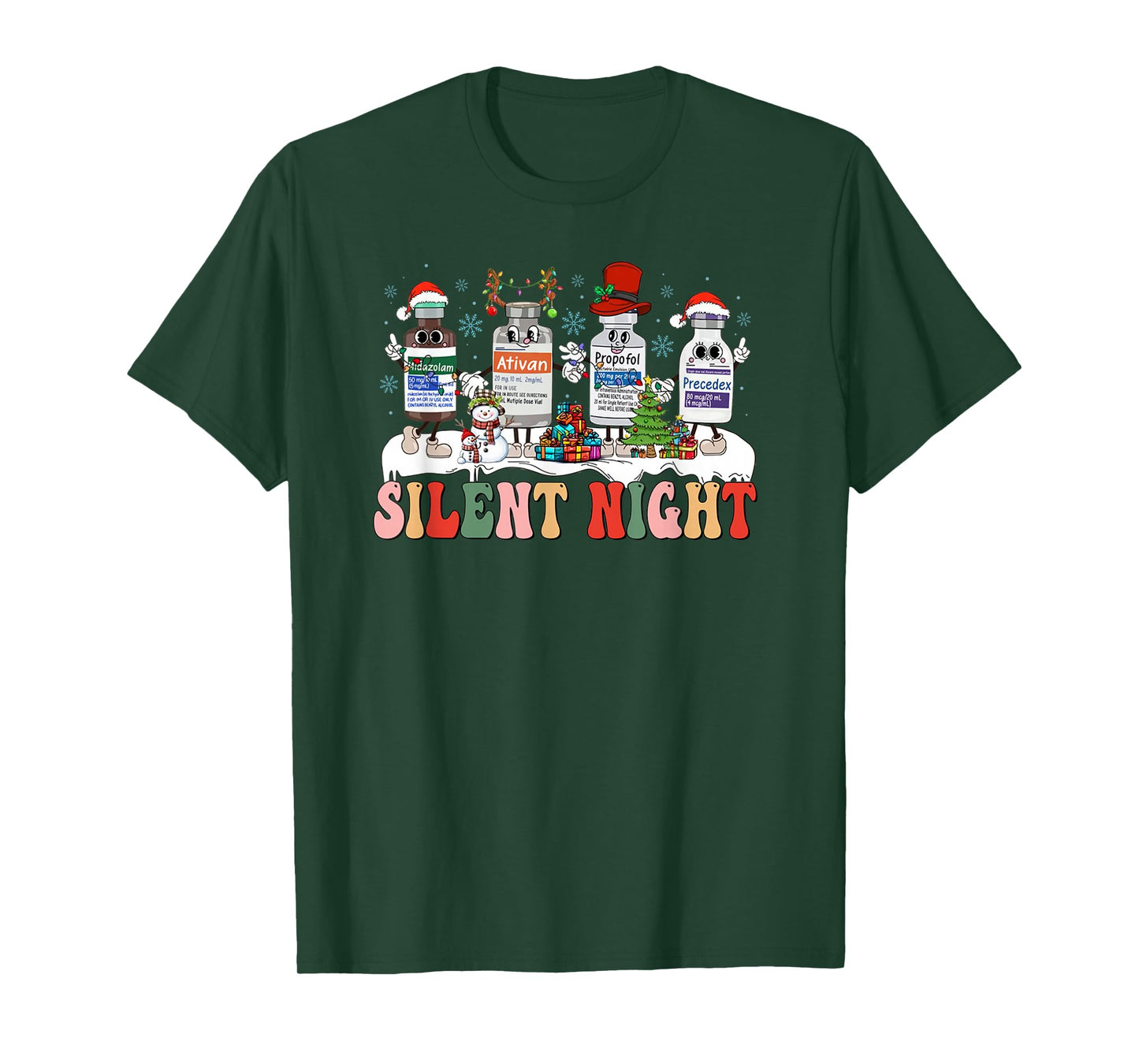 Retro Propofol Silent Night ICU Nurses Funny Merry Christmas T-Shirt