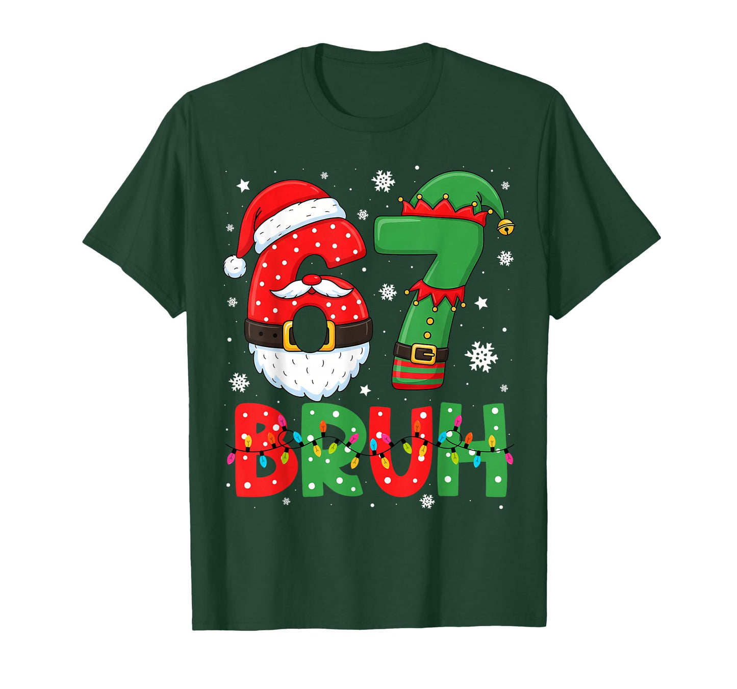 Funny Bruh 67 Six Seven 6 7 Meme Christmas Boys Santa Elf T-Shirt