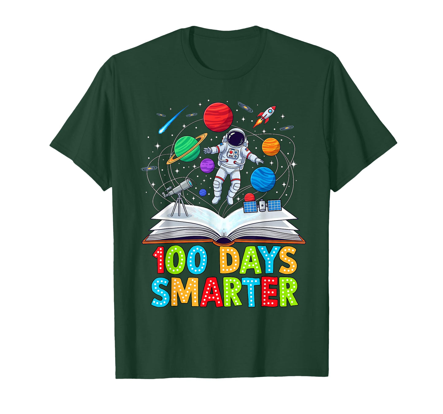 100 Days Smarter Astronaut Space 100th Day of School Kids T-Shirt