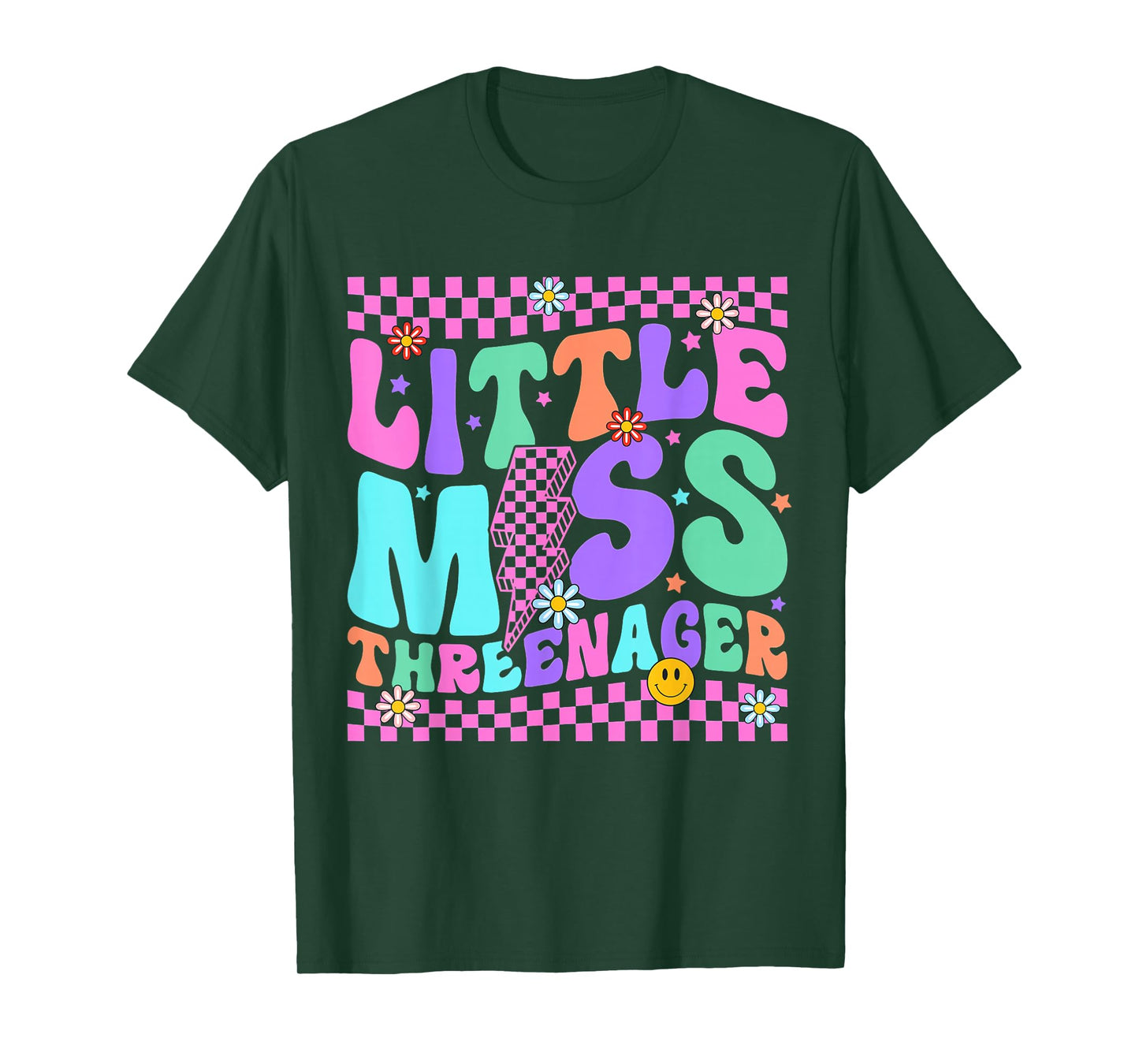 Funny Threenager Happy 3rd Bday Party Gifts 3 Years Old Girl T-Shirt