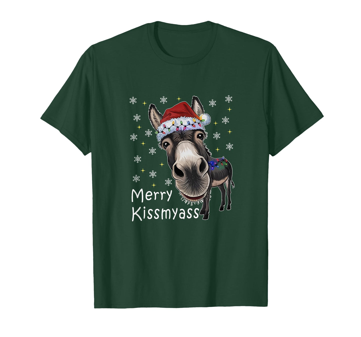 Merry KissMyAss Donkey Sarcastic Xmas Funny Christmas T-Shirt
