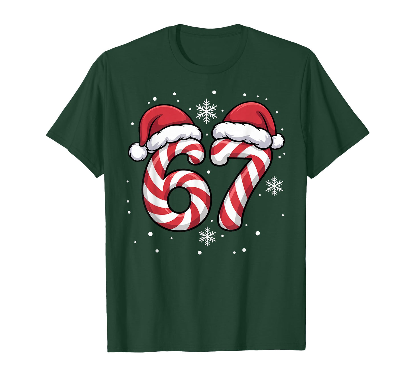 Viral 67 Candy Canes Santa Holiday Kids Humor Funny T-Shirt