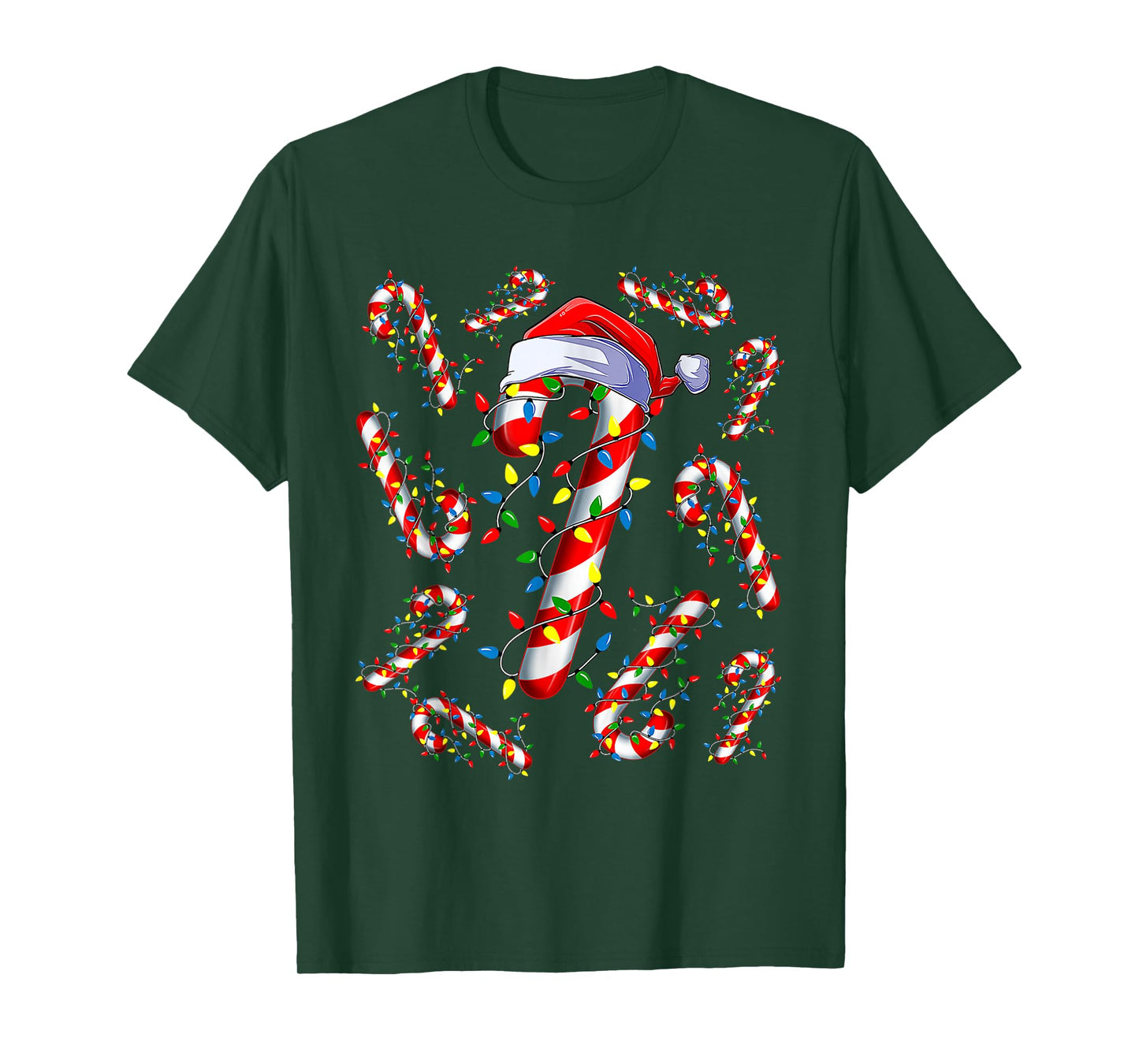 Christmas Candy Cane Santa Xmas Kids Toddler Youth Women Men T-Shirt