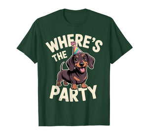 Dachshund Love Where's The Party Wiener Dog Kids Birthday T-Shirt