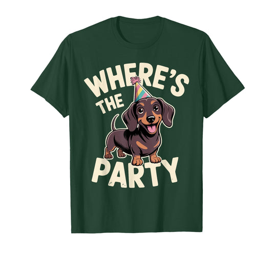 Dachshund Love Where's The Party Wiener Dog Kids Birthday T-Shirt