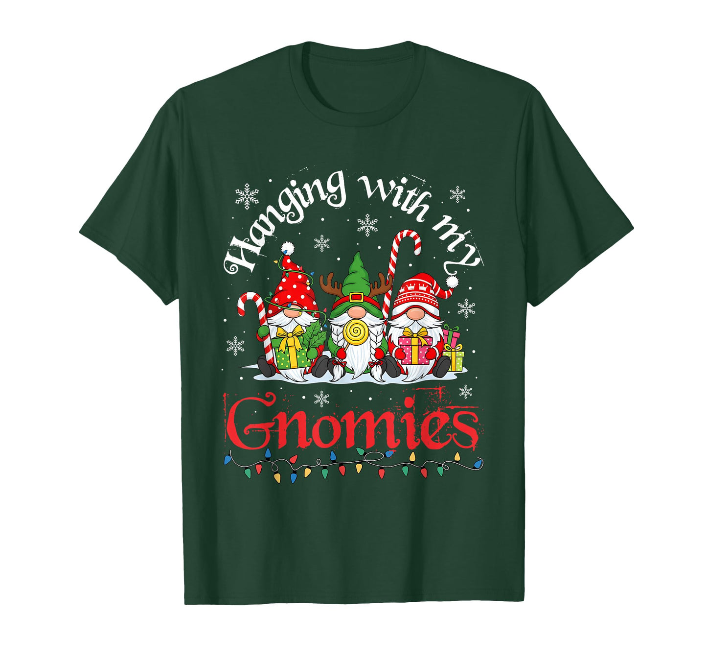 Hanging with My Gnomies Funny Gnome Friend Christmas Pajama T-Shirt