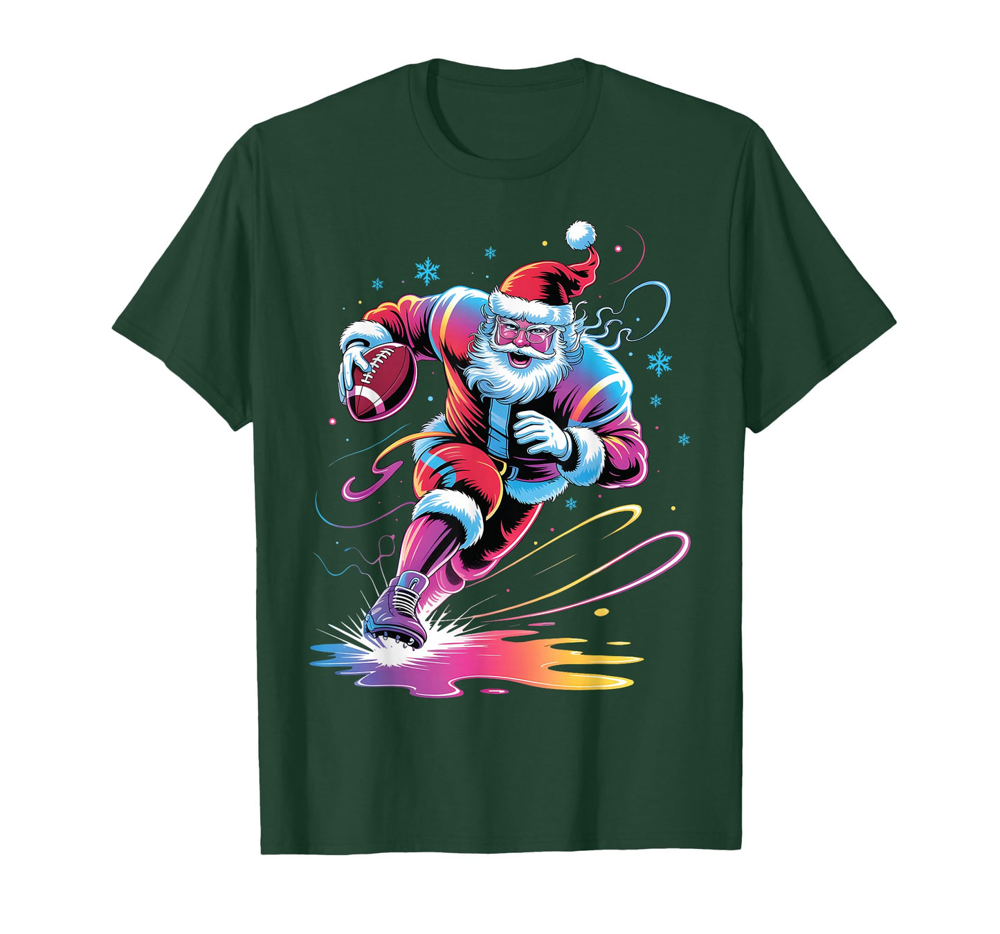 Santa Playing Football Christmas Men Boys Kid Football Lover T-Shirt