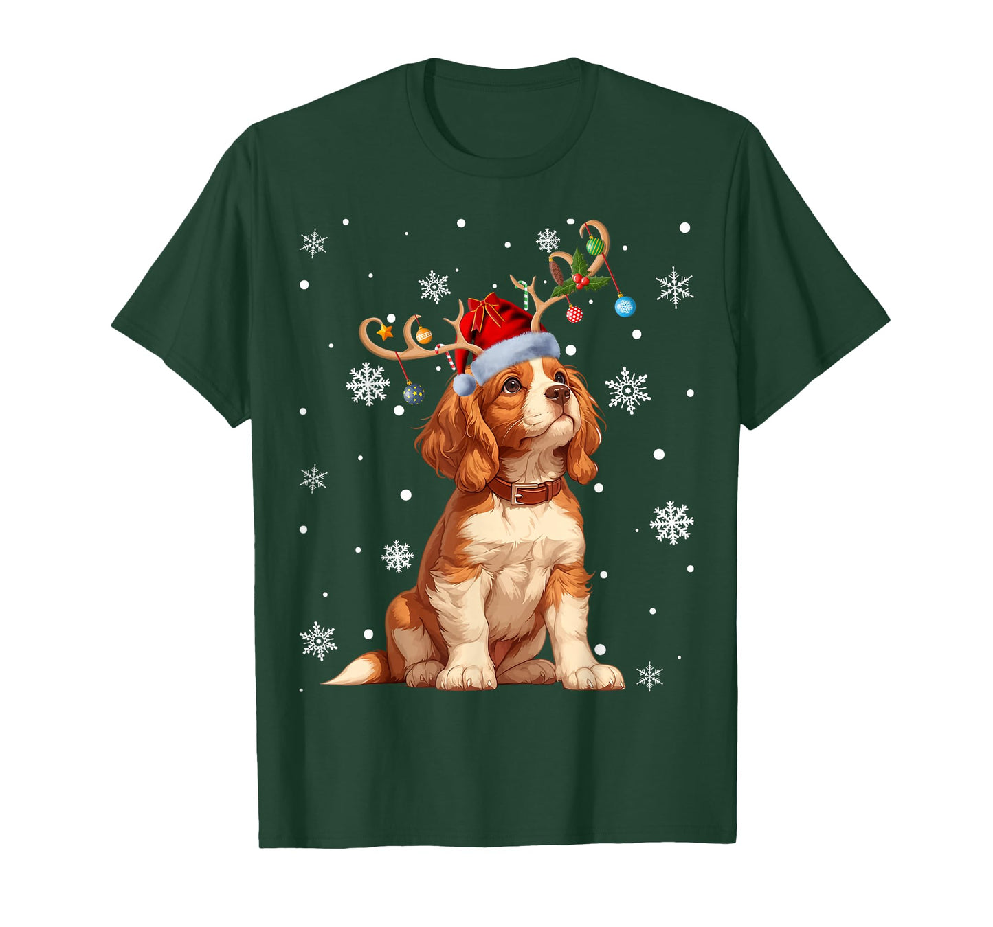 Christmas Balls Lights Cavalier King Charles Spaniel Xmas T-Shirt