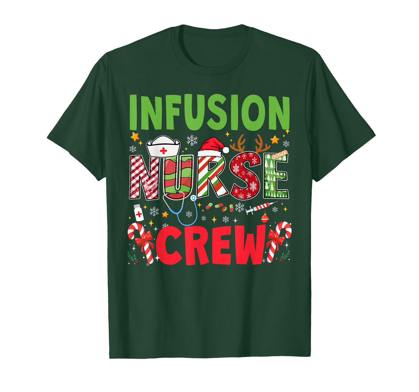 Infusion Nurse Christmas Crew Funny Xmas Nurses Group Pajama T-Shirt