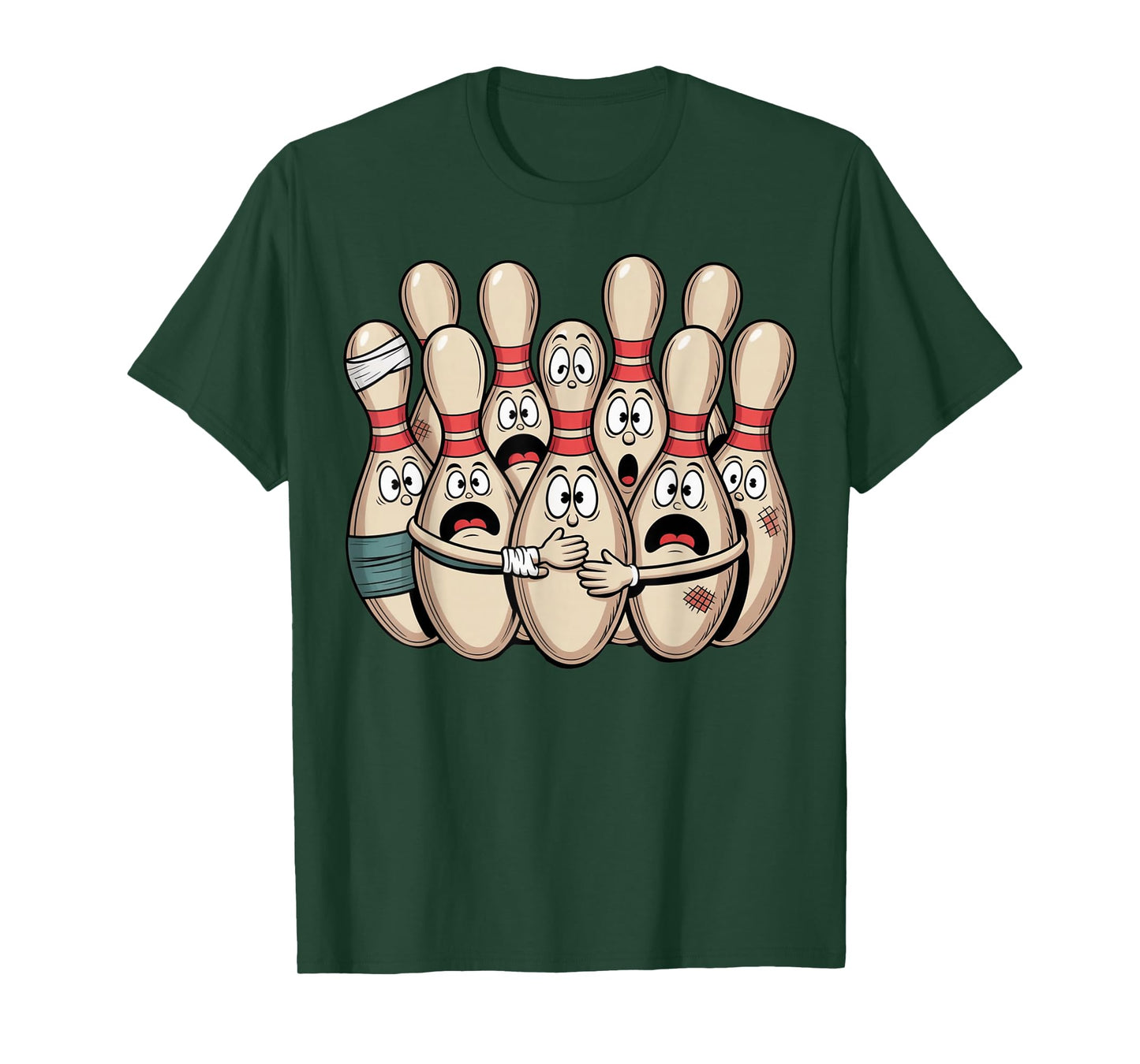Vintage Scared Bowling Cartoon Funny Bowler League T-Shirt