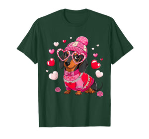 Cute Dachshund Valentine's Day Heart Lover Dog Mom Women T-Shirt