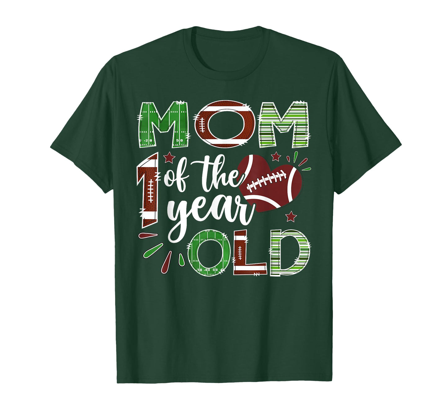 Mom of The 1 Year Old Football First Birthday Boy Matching T-Shirt