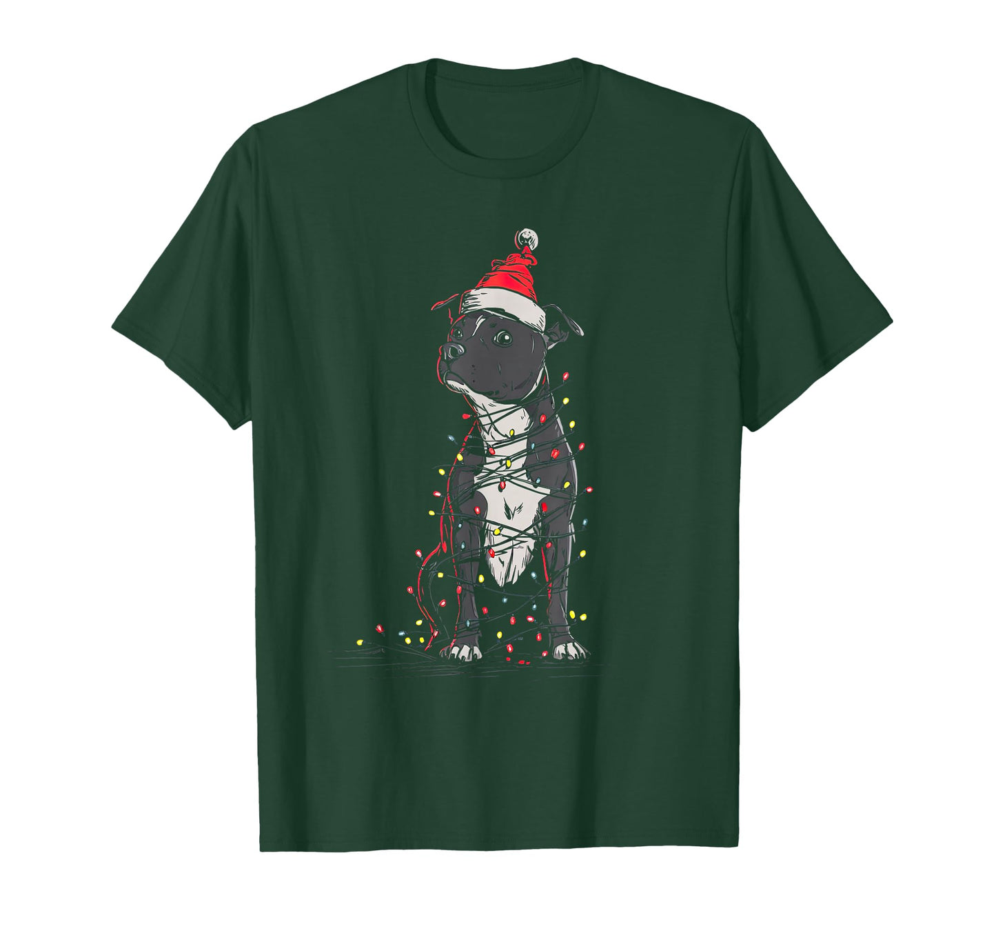 Staffordshire Bull Terrier Christmas Graphics Dog Lights T-Shirt