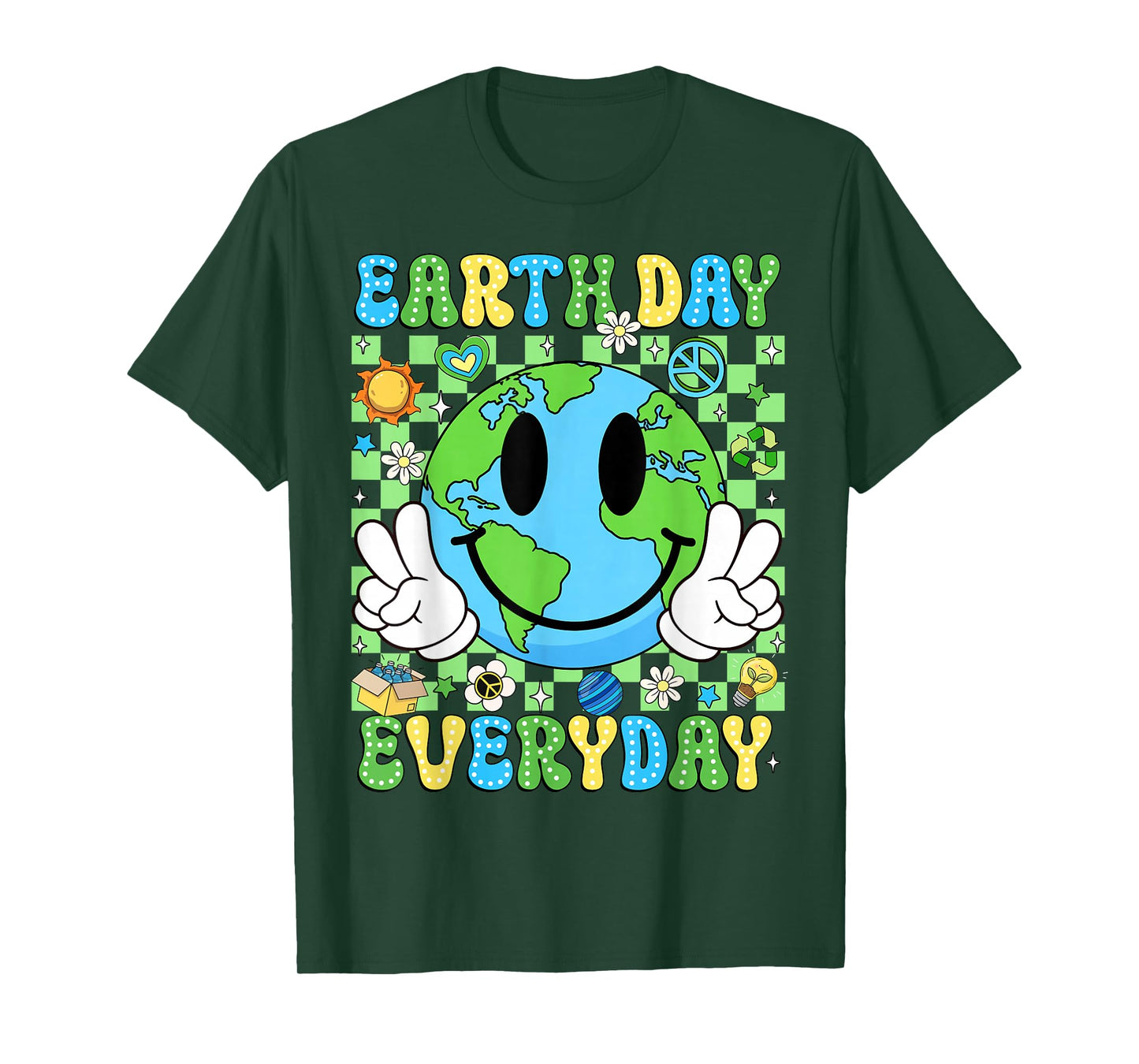Earth Day Everyday Funny Smile Face Earth Boys Kids Toddlers T-Shirt