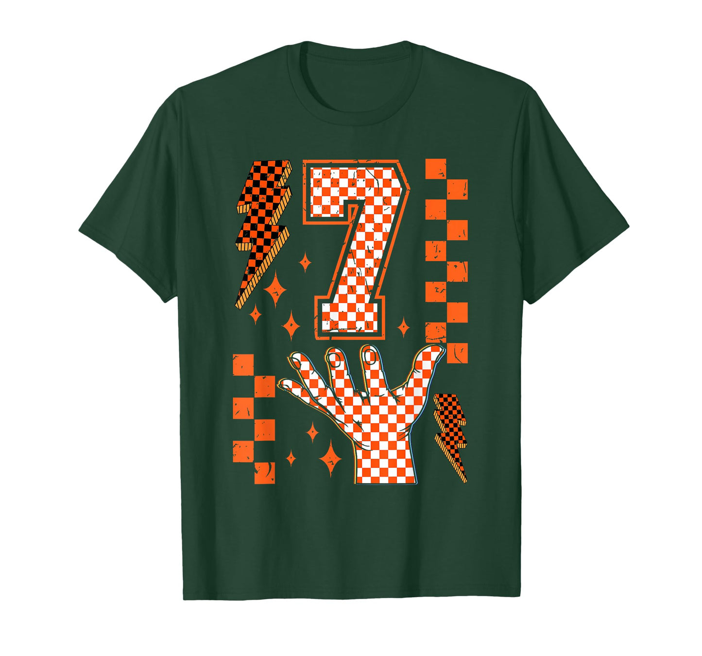 Number 7 Matching 67 Meme Checkered Halloween Costume Kids T-Shirt
