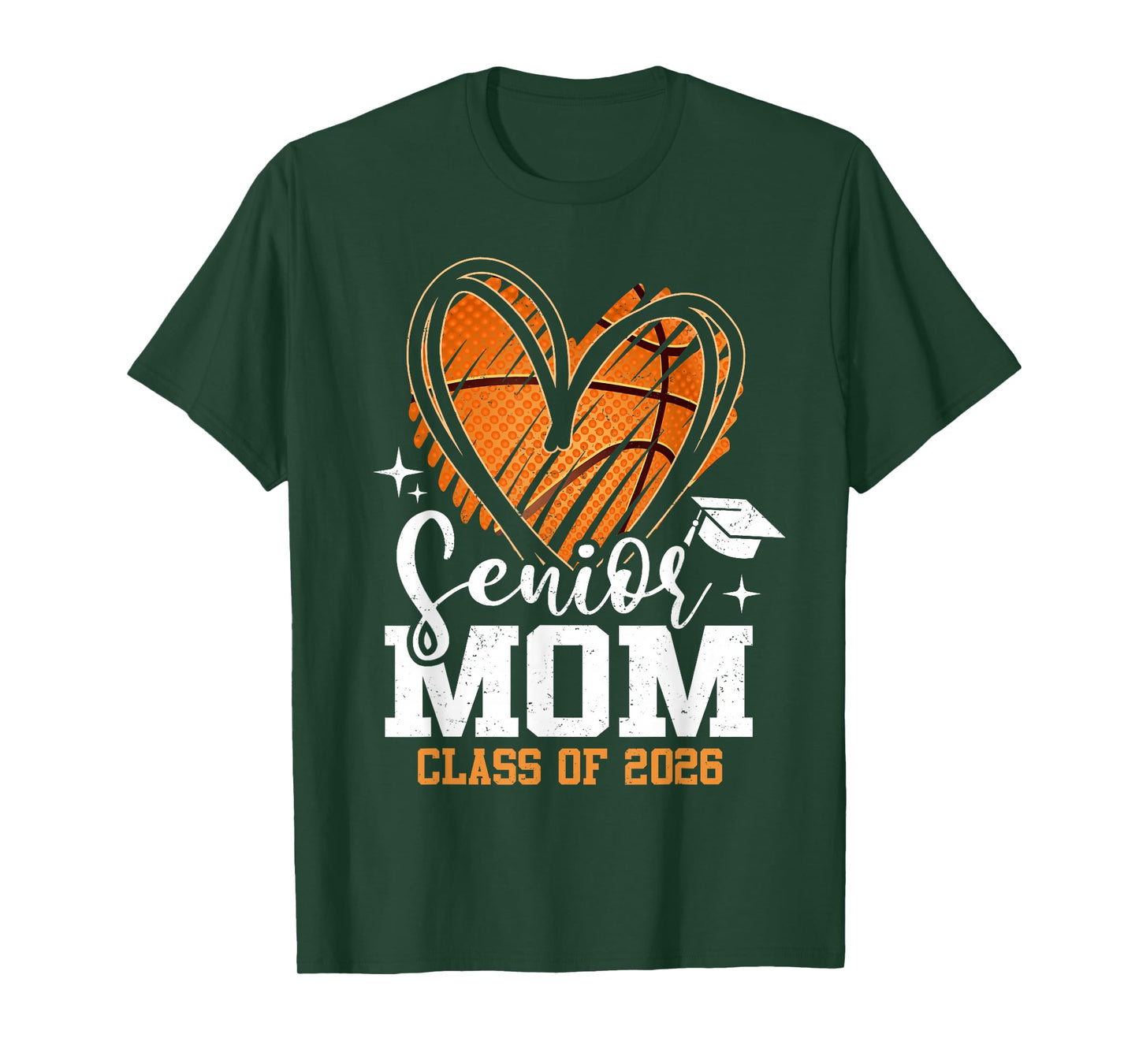 Proud Senior Mom Class of 2026 Basketball Graduate Heart T-Shirt