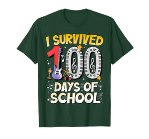I Survived 100 Days of School Music Class Boy Girl Teacher T-Shirt