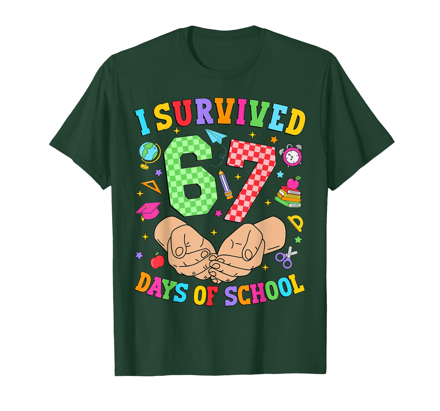 I Survived 67 Days of School Funny Six Seven 6 7 Meme Kids T-Shirt