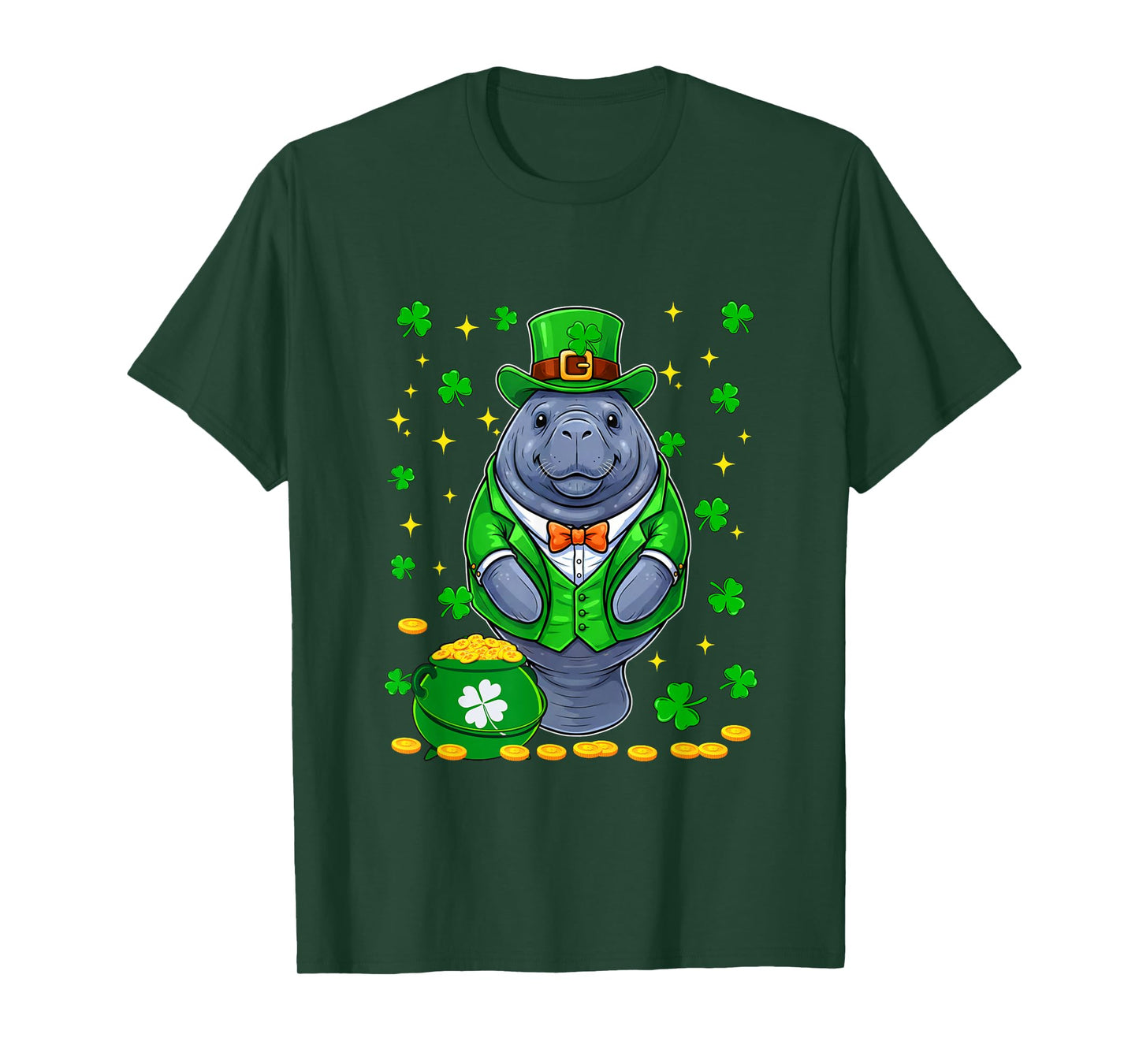 Manatee Wearing Irish Costume St. Patrick's Day Shamrocks T-Shirt