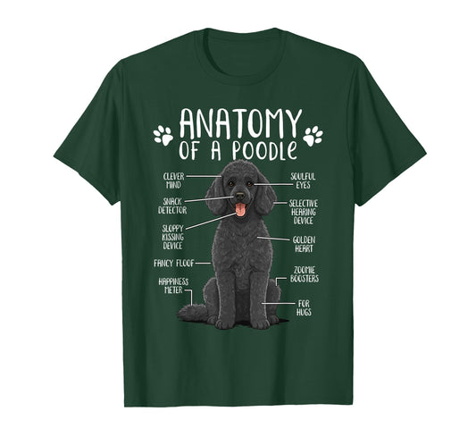 Funny Anatomy Poodle Dog Standard Poodle Owner Black Poodle T-Shirt