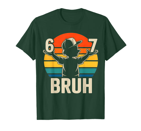 67 Bruh Retro Boy 6 7 Meme Kids Kindergarten T-Shirt
