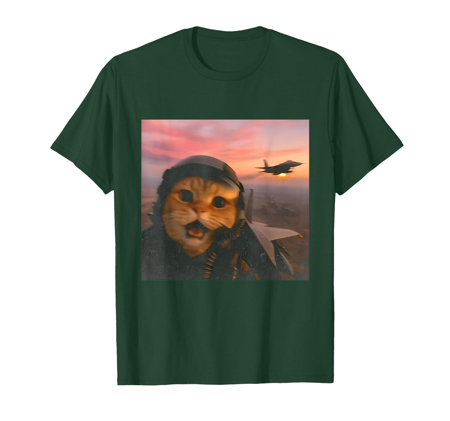 Funny Fighter Pilot Cat Vintage Fighter Jet Cat Meme Gen Z T-Shirt