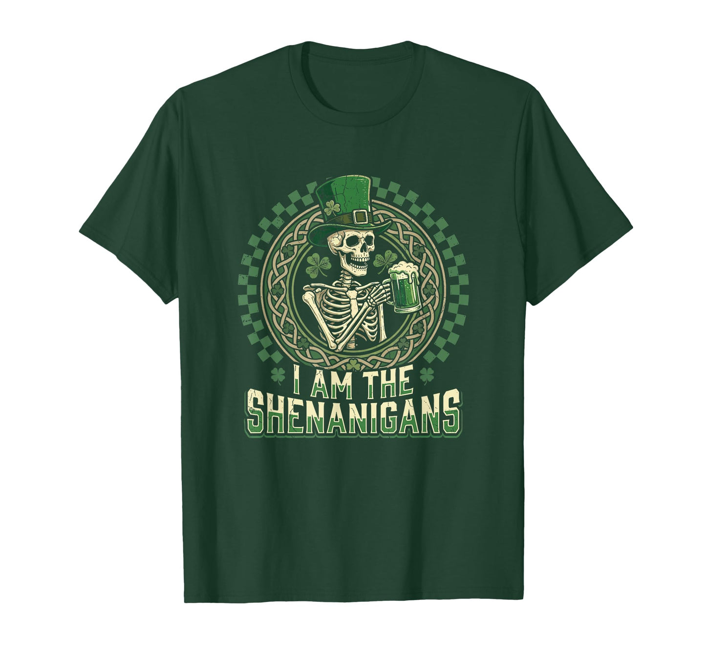 I-Am The Shenanigans St Patricks Day Skeleton Irish Beer Men T-Shirt
