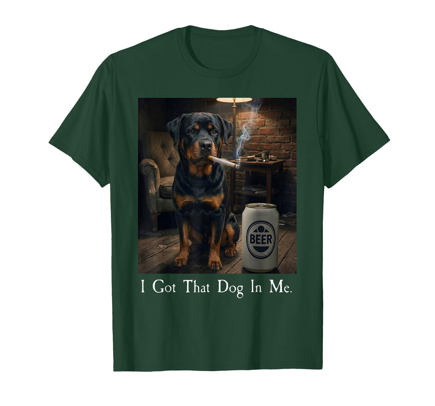 I Got That Dog in Me Funny Rottweiler Smoking Beer Meme T-Shirt