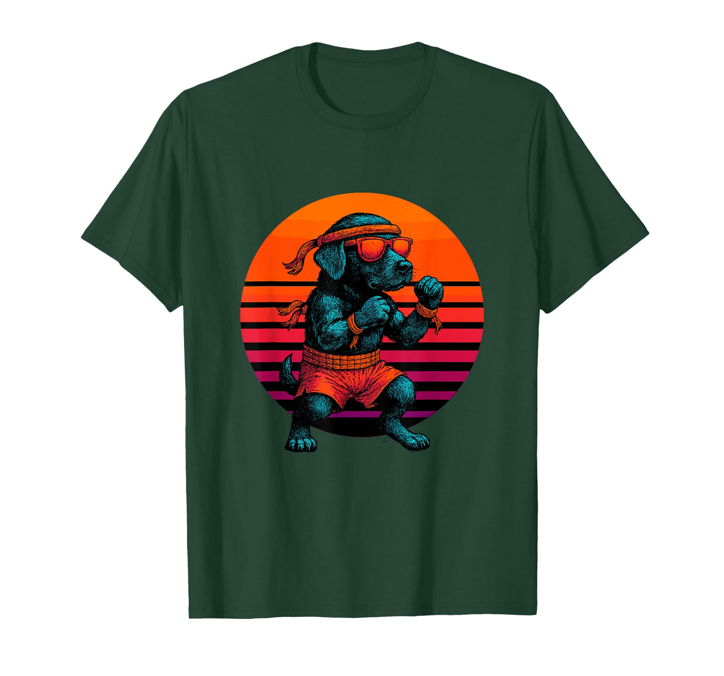 Retro Dog with Gloves Muay Thai Fighter T-Shirt