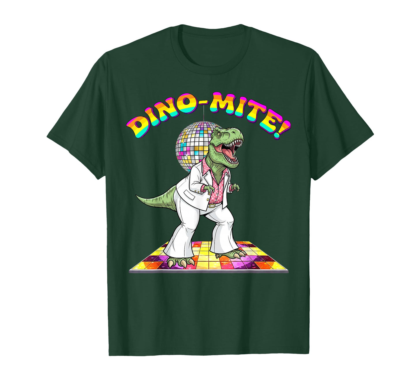 Dino-Mite! Funny T-Rex Dinosaur Disco Dancing 70s Retro T-Shirt