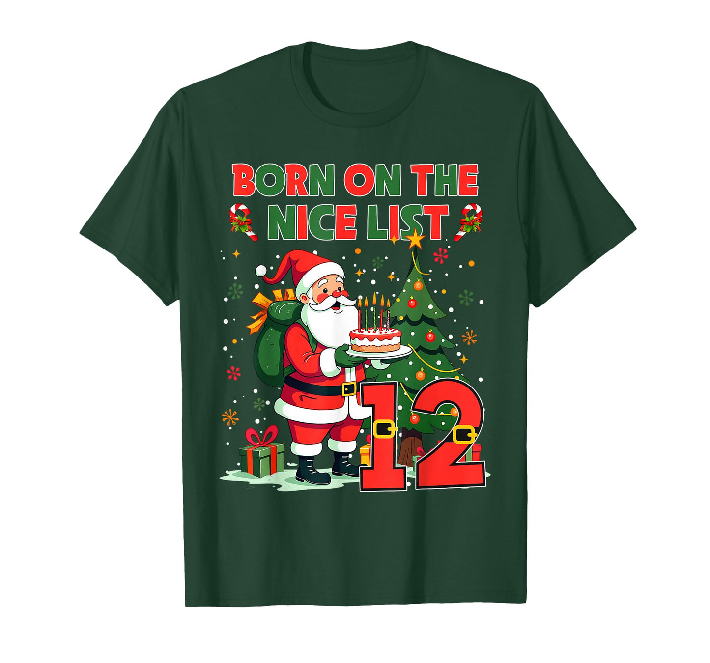 Born On The Nice List Santa 12th Birthday Outfit 12 Year Old T-Shirt