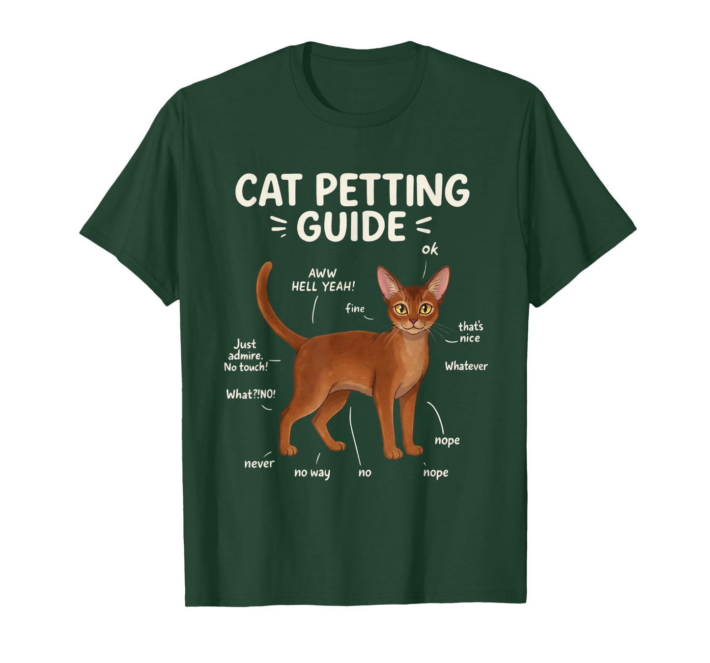 Abyssinian Cat Petting Guide Funny Cat Lover T-Shirt