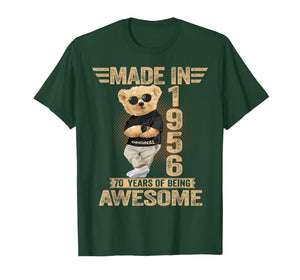 70 Year Old Made in 1956 Teddy Bear 70th Birthday Men Women T-Shirt