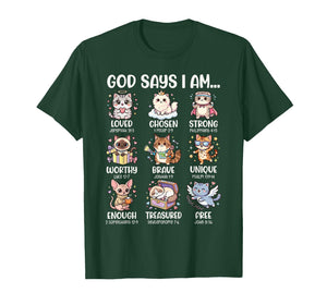 God Says I Am Bible Verses for Christian Cat Lover T-Shirt