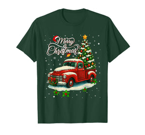 Red Pickup Truck Christmas Tree T-Shirt