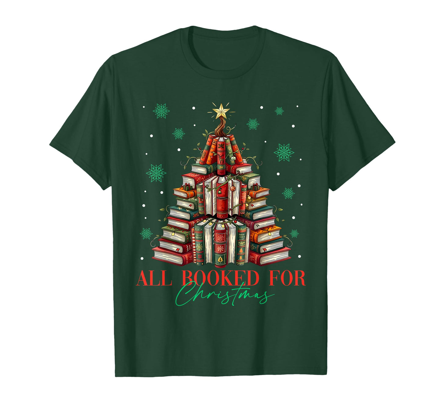 All Booked for Christmas Book Christmas Tree Lights Xmas T-Shirt
