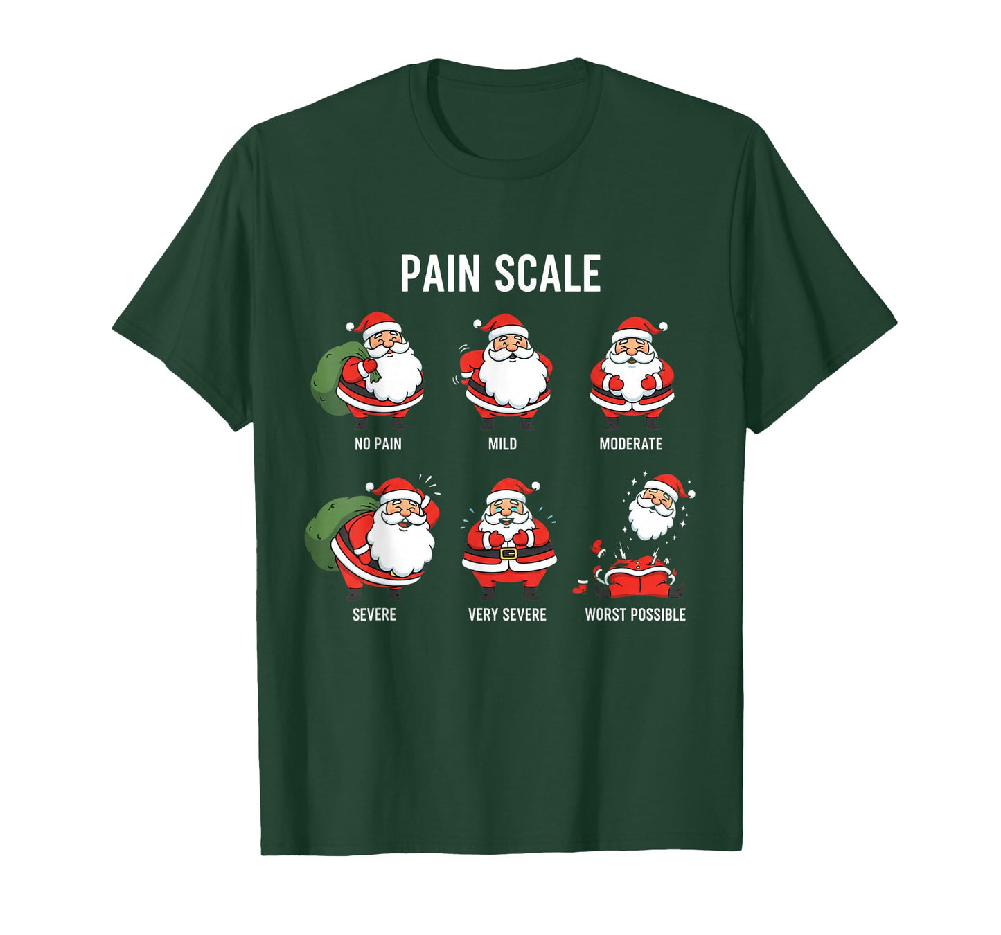 Santa Pain Scale Funny Christmas Design for Nurse CNA ER T-Shirt