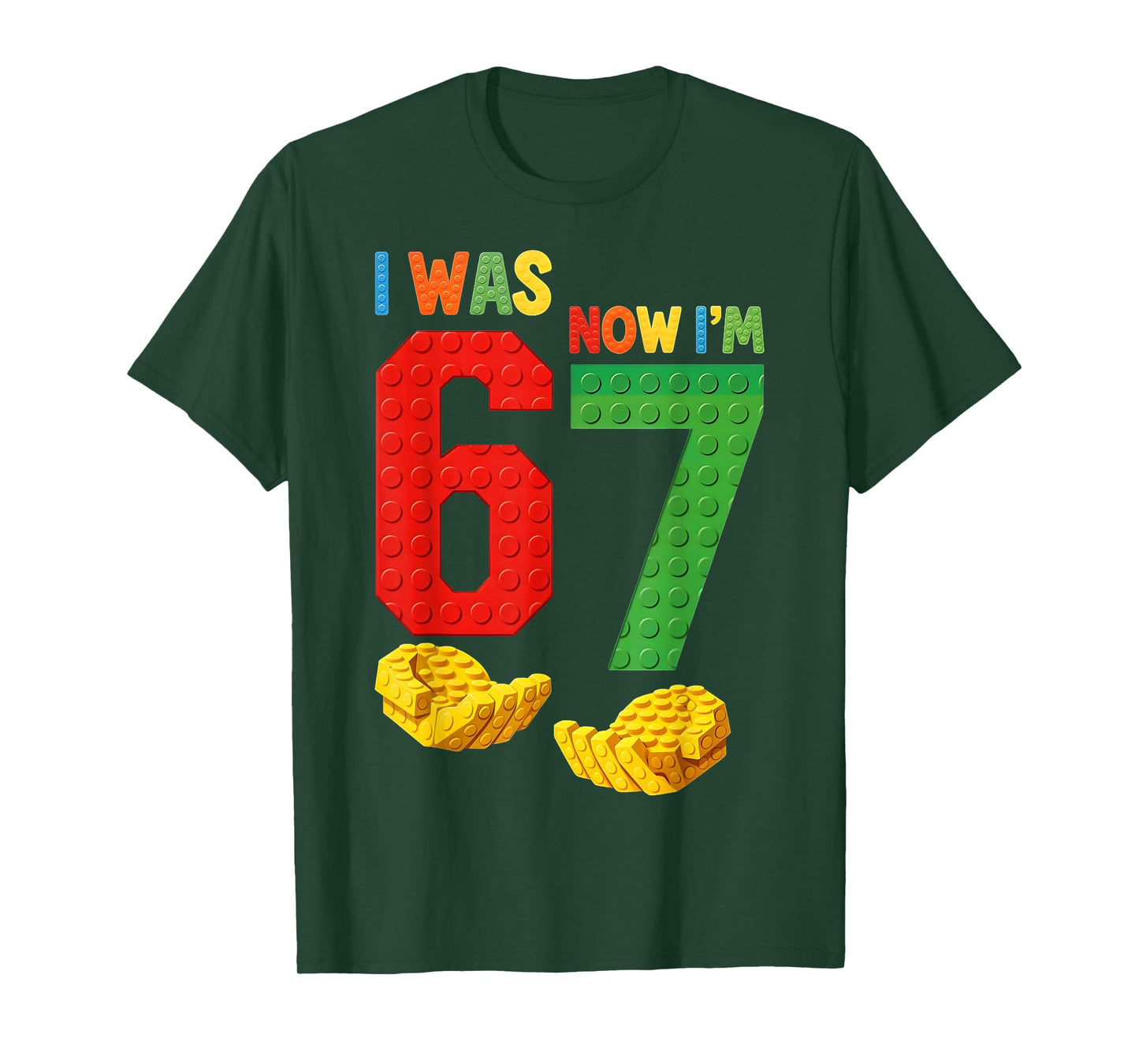 I was 6 Now I'm 7 Building Blocks Birthday Boy Gift for Kids T-Shirt