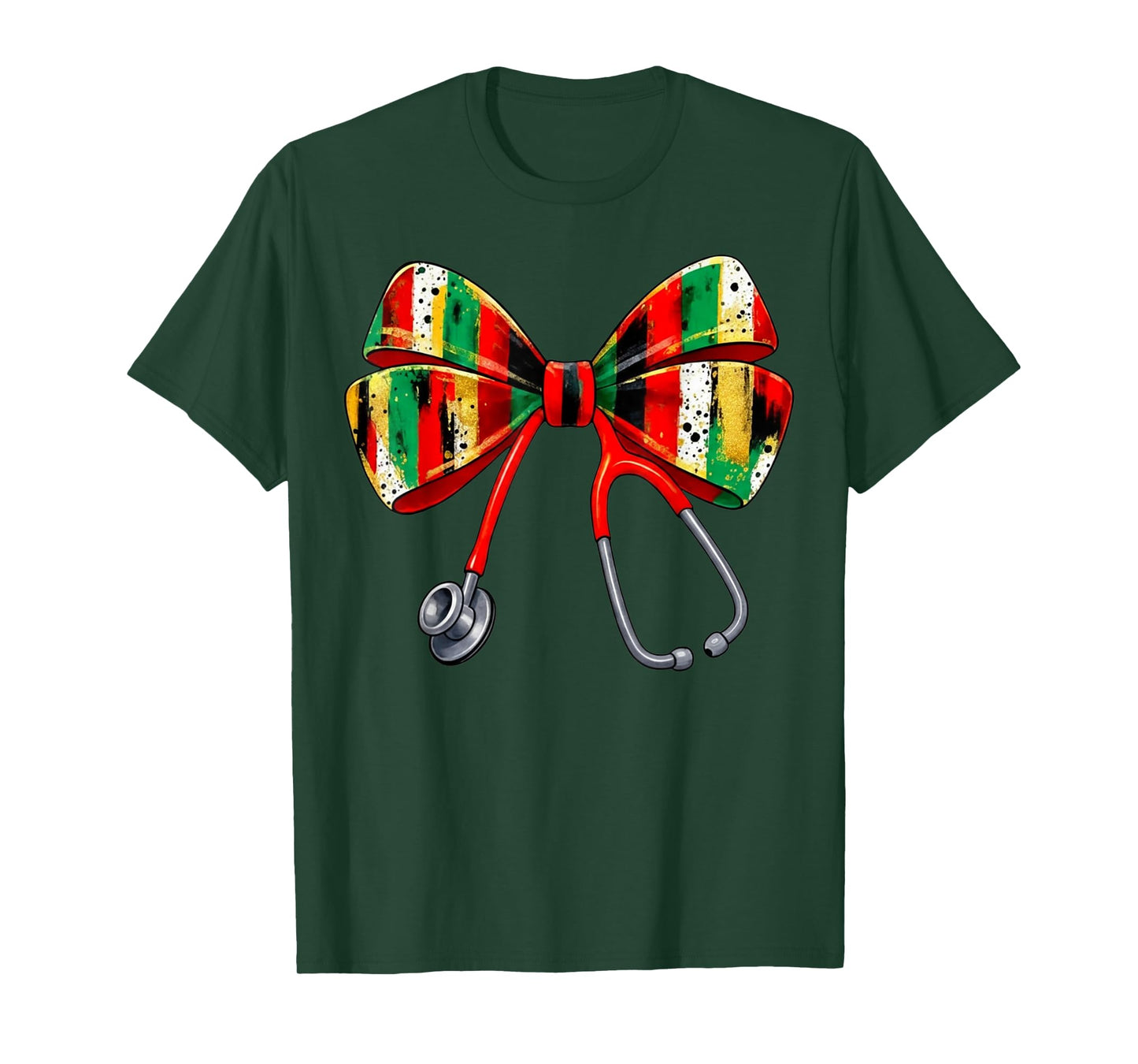 Coquette Bow Nurse Black History Black Nurse Stethoscope T-Shirt