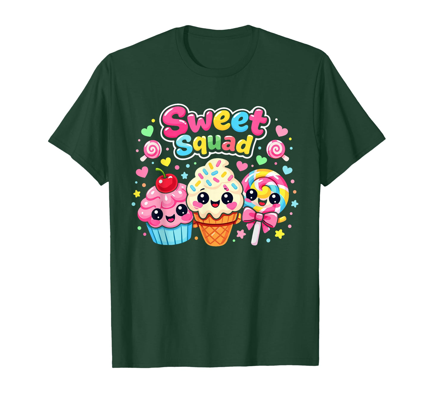 Sweet Squad Kawaii Dessert Cupcake Ice Cream Lollipop Kids T-Shirt